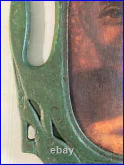 Très Belle Peinture 1920 Huile Sur Toile Portrait Homme Pipe Ancien Art Nouveau