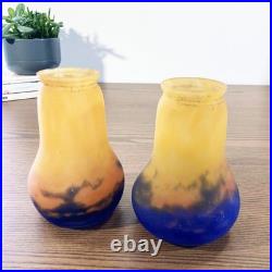 Tulipes Art Nouveau signées Muller Frères Verre marmoréen soufflé ancien Tulipes Art Nouveau signées Muller Frères Verre marmoréen soufflé ancien