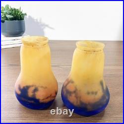 Tulipes Art Nouveau signées Muller Frères Verre marmoréen soufflé ancien Tulipes Art Nouveau signées Muller Frères Verre marmoréen soufflé ancien