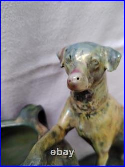 VASE Ancien Chien Céramique irisée Art Nouveau