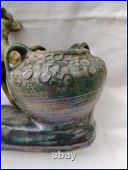 VASE Ancien Chien Céramique irisée Art Nouveau
