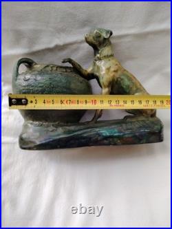 VASE Ancien Chien Céramique irisée Art Nouveau