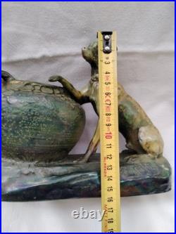 VASE Ancien Chien Céramique irisée Art Nouveau