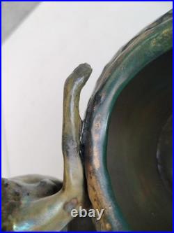 VASE Ancien Chien Céramique irisée Art Nouveau