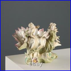 Vase Ancien Art Nouveau Coquille Porcelaine XIXe-XXe Siècle Original