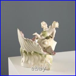 Vase Ancien Art Nouveau Coquille Porcelaine XIXe-XXe Siècle Original