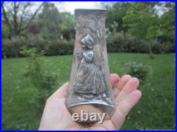 Vase Décoratif Ancien mètal Argenté Art Nouveau