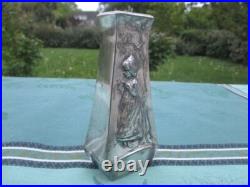 Vase Décoratif Ancien mètal Argenté Art Nouveau