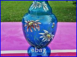 Vase ancien Camomilles verre émaillé Art Nouveau Antique vase Camomilles