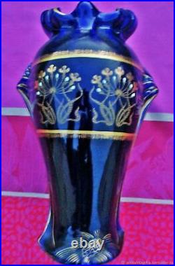 Vase ancien Fleurs Barbotine Faience Art Nouveau France Antique vase Fleurs
