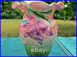 Vase ancien Orchidée barbotine faïence Art Nouveau Old vase Orchid Art Nouveau