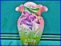 Vase ancien Orchidée barbotine faïence Art Nouveau Old vase Orchid Art Nouveau