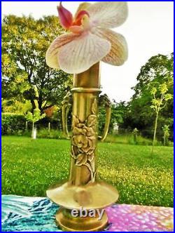 Vase ancien éléphants Fleur papillons bronze Art nouveau Antique vase Fleur