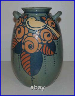 Vase ancien en terre cuite émaillée art nouveau Paul Jacquet