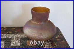 Vase ancien signé Pantin, irisation, art nouveau, granité, sels métalliques