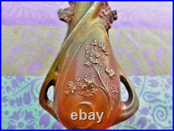 Vase décoratif ancien Pensées métal bronze Art Nouveau Old decorative vase