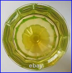 Vase jugendstil moser karlsbad ouraline vert jaune ancien art deco nouveau 1900