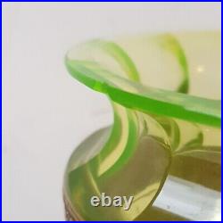 Vase jugendstil moser karlsbad ouraline vert jaune ancien art deco nouveau 1900