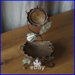 Vide poche ancien porte montre métal fleurs art nouveau