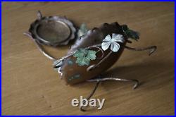 Vide poche ancien porte montre métal fleurs art nouveau